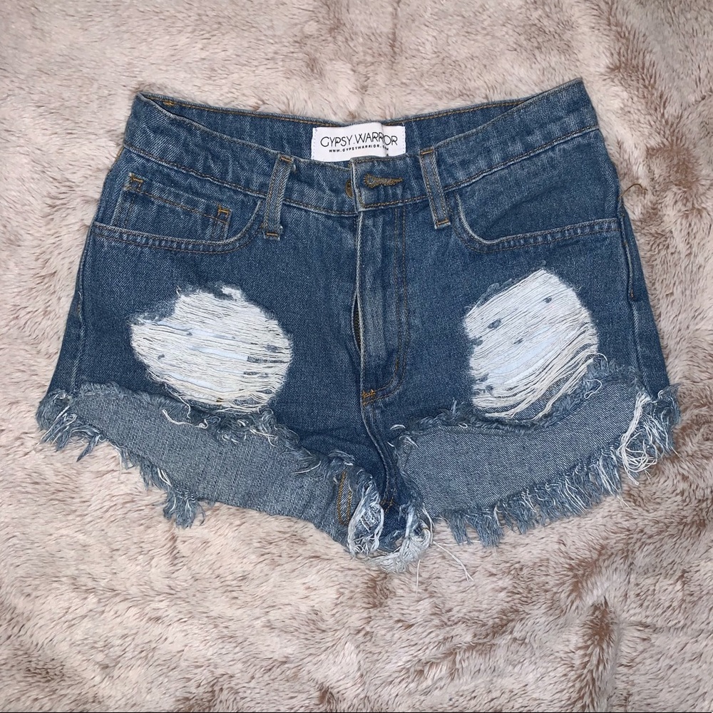 High wasted ripped shorts